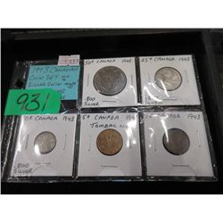 1943 Canadian Coin Set with .800 Wartime Coins