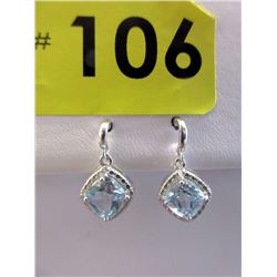 New Diamond & Blue Topaz Dangle Earrings