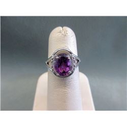 2.9 CT Amethyst & Diamond Sterling Silver Ring