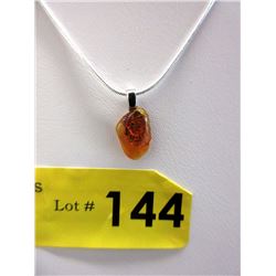 .925 Silver Orange Baltic Amber Necklace