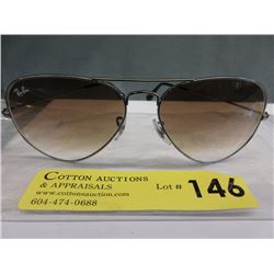 New Silver Ray Ban Sunglasses with Brown Lenses