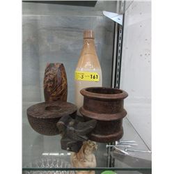 Two-Tone 10" Pottery Bottle, Metal Mortar & More