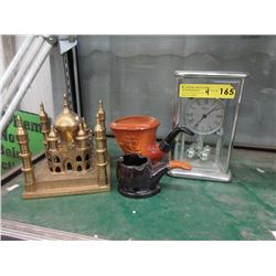 8" Brass Taj Mahal Model, Mantle Clock & More