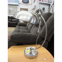 Silver Coloured Metal Adjustable Table Lamp