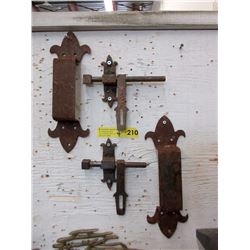 2 Metal Door Pulls & Two 6" Latches