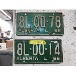 Two 1968 Alberta License Plates