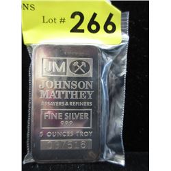 Vintage 5 Oz. Johnson Matthey .999 Silver Bar