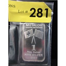 1 Oz. Swiss/American Mint .999 Silver Bar