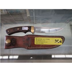 T. Black Hunting Knife with Leather Sheath.