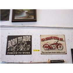 2 New Metal Motorcycle Signs with Vintage Images