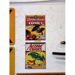 2 Metal Comic Signs with Vintage Images