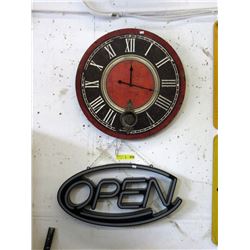 23" Wall Clock & Open Sign