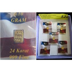 5 x .10 Gram .999 Fine Gold Wafers