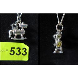 Signed Sterling Silver Rocking Space Dog Necklace