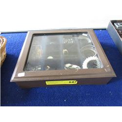 Glass Topped Velvet Lined Display Box and Contents