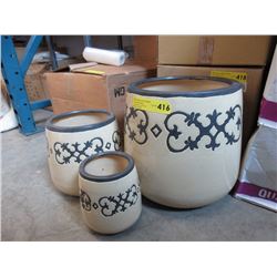 New 3 Piece Set of Ceramic Plant Pots