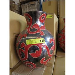 Pair of New Oversize Red & Metallic Glazed Vases