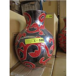 Pair of New Oversize Red & Metallic Glazed Vases