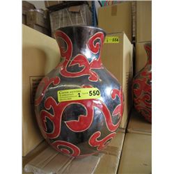 Pair of New Oversize Red & Metallic Glazed Vases