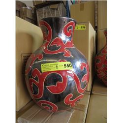 Pair of New Oversize Red & Metallic Glazed Vases
