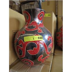 Pair of New Oversize Red & Metallic Glazed Vases