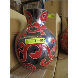 Pair of New Oversize Red & Metallic Glazed Vases