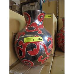 Pair of New Oversize Red & Metallic Glazed Vases