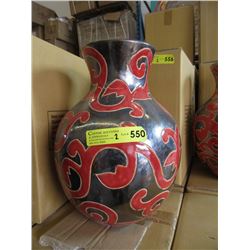 Pair of New Oversize Red & Metallic Glazed Vases