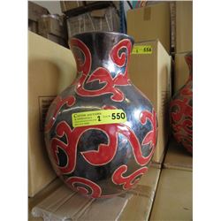 Pair of New Oversize Red & Metallic Glazed Vases