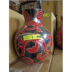 Pair of New Oversize Red & Metallic Glazed Vases
