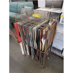 Vintage Record Stand & Contents on Casters