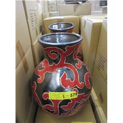 Pair of New Oversize Red & Metallic Glazed Vases