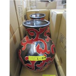 Pair of New Oversize Red & Metallic Glazed Vases