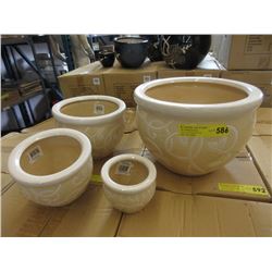 New 4 Piece Set of Ceramic Plant Pots