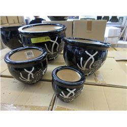 New 4 Piece Set of Ceramic Plant Pots