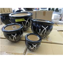 New 4 Piece Set of Ceramic Plant Pots