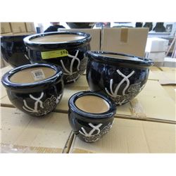 New 4 Piece Set of Ceramic Plant Pots