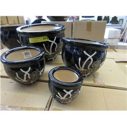 New 4 Piece Set of Ceramic Plant Pots