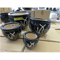 New 4 Piece Set of Ceramic Plant Pots