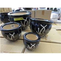 New 4 Piece Set of Ceramic Plant Pots