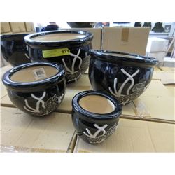 New 4 Piece Set of Ceramic Plant Pots