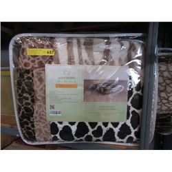 New Queen Size Animal Block Sherpa Blanket