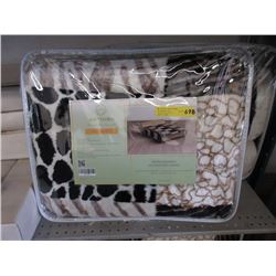 New Queen Size Animal Block Sherpa Blanket