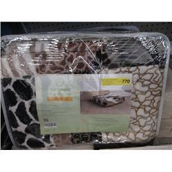 New Queen Size Animal Block Sherpa Blanket