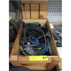 Small Wood Crate of Audio Cables & More