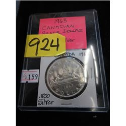 1963 Canadian Silver Dollar Coin - .800 Silver