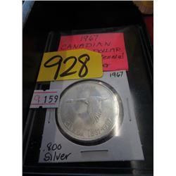 1967 Canadian Silver Dollar Coin - .800 Silver