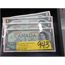 4 Canadian 1967 Centennial $1 Bank Notes