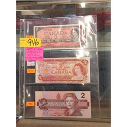 Last 3 Issues of the Canadian $2 Bills