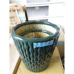 New 3 Piece Set of Bamboo Ceramic Plant Pots